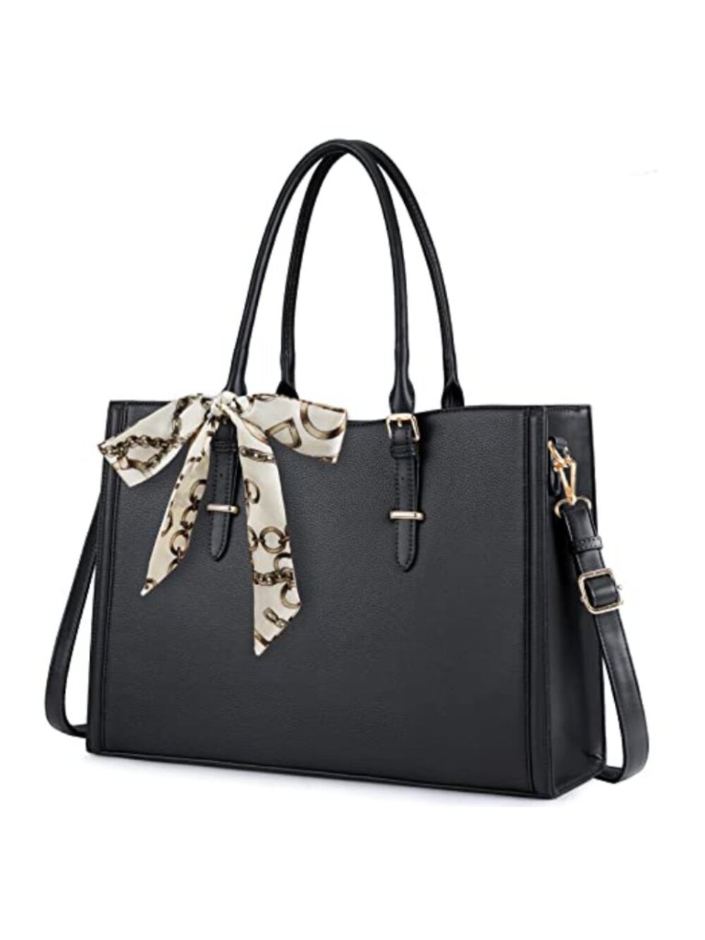 Waterproof PU Leather Laptop Bag fits 15.6 inch Work Travel Briefcase